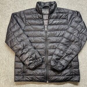 Eddie Bauer 650 Down Black Puffer Jacket Men Size TL Warmth Comfort (085)